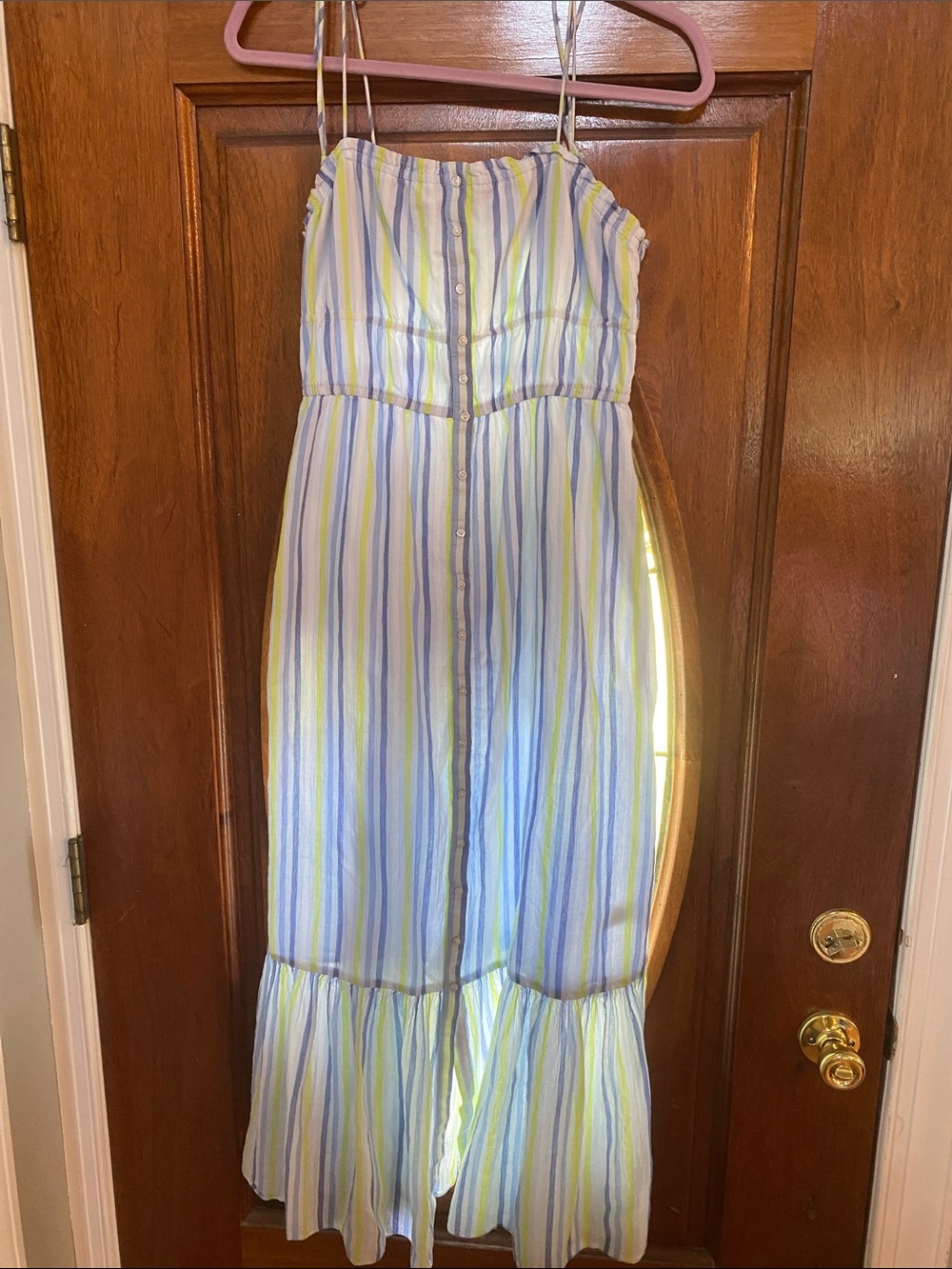 aerie Striped Maxi Dress in Blue, Yellow & White. Sz Medium. Gorgeous!